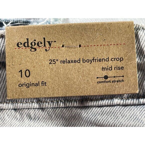 Edgely Womens Original Fit Mid Rise Relaxed Boyfriend Crop Jeans Size 10 25" ins - Picture 6 of 6